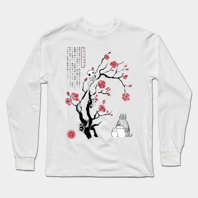 Spirits sumi e Long Sleeve T-Shirt by DrMonekers